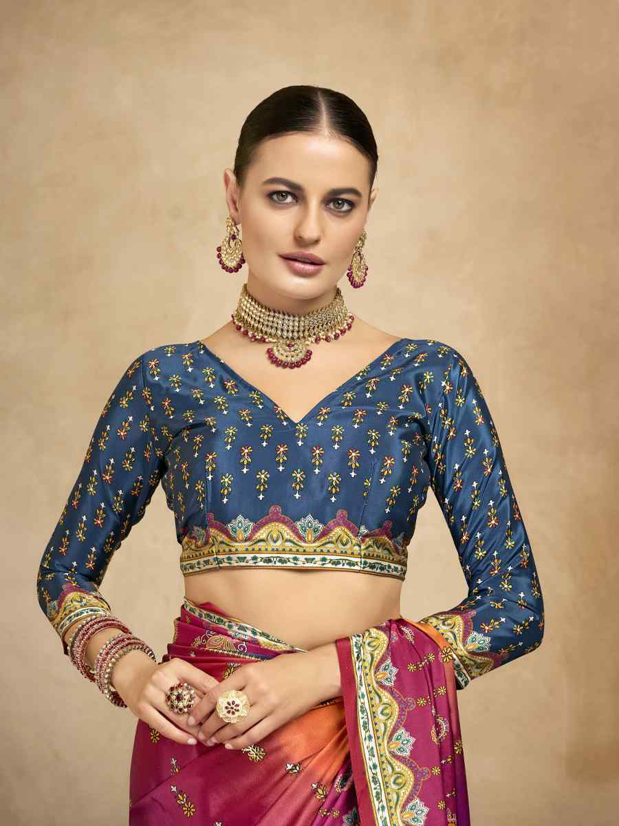 Multi Crepe Printed Casual Reception Festival Wedding Fancy Classic Style Sarees