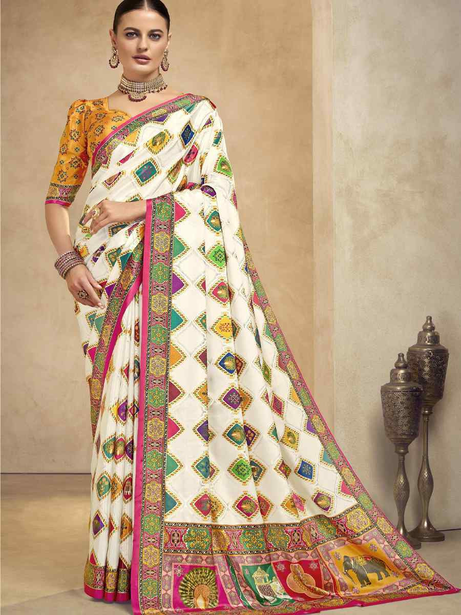 Multi Crepe Printed Casual Reception Festival Wedding Fancy Classic Style Sarees