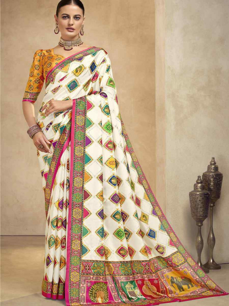 Image of Multi Crepe Printed Casual Reception Festival Wedding Fancy Classic Style Sarees