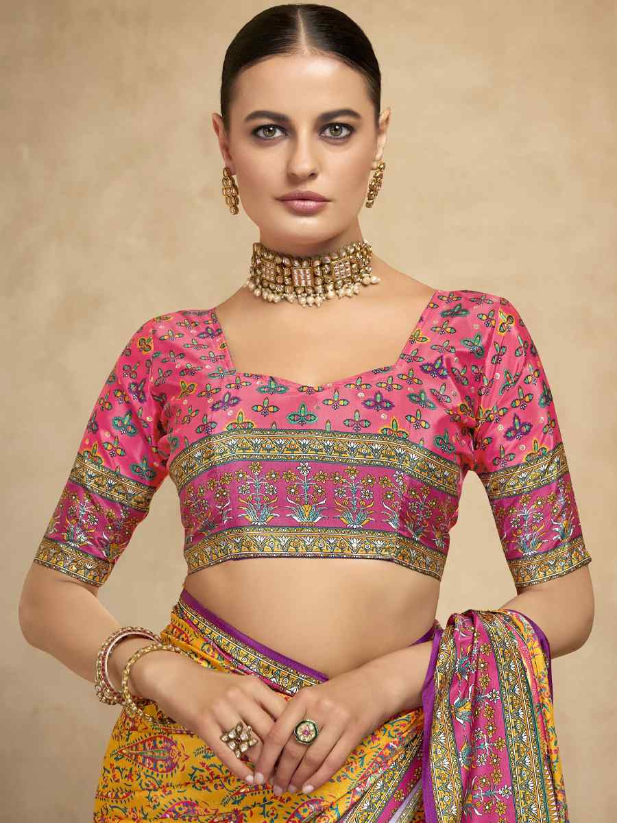 Multi Crepe Printed Casual Reception Festival Wedding Fancy Classic Style Sarees