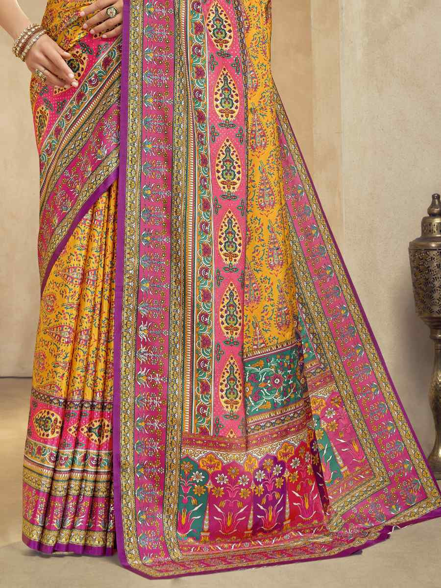 Multi Crepe Printed Casual Reception Festival Wedding Fancy Classic Style Sarees