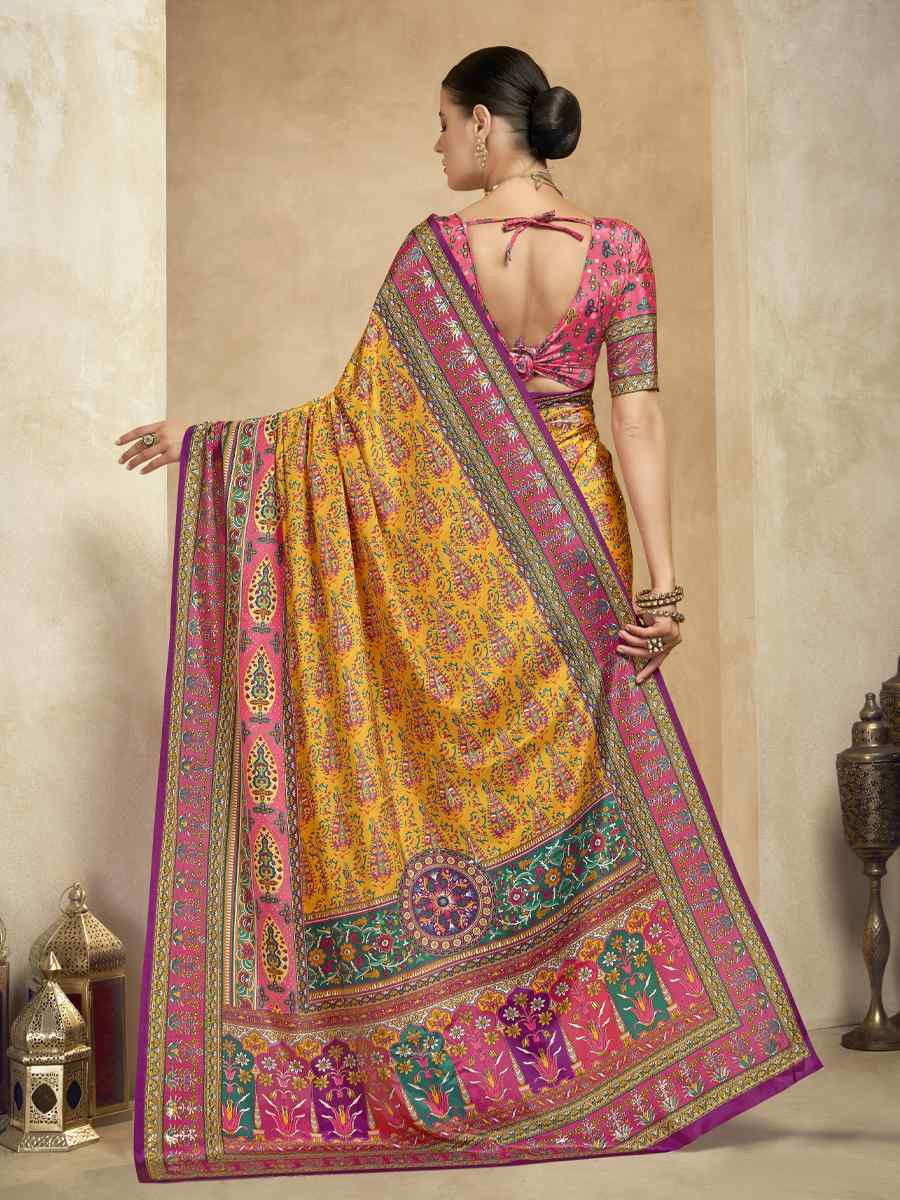 Multi Crepe Printed Casual Reception Festival Wedding Fancy Classic Style Sarees