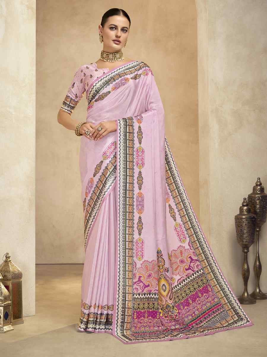 Multi Crepe Printed Casual Reception Festival Wedding Fancy Classic Style Sarees