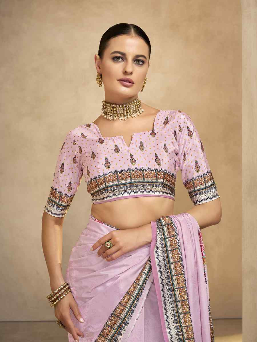 Multi Crepe Printed Casual Reception Festival Wedding Fancy Classic Style Sarees