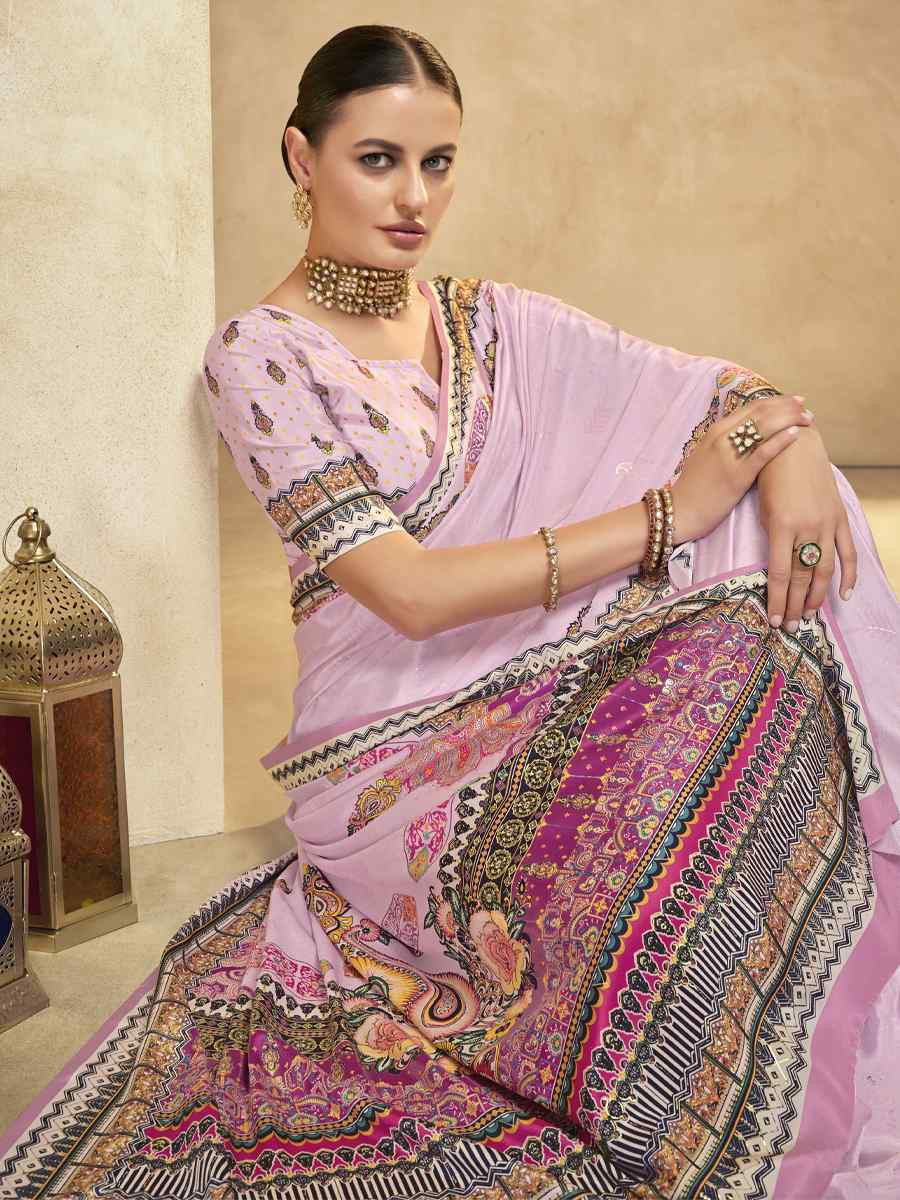 Multi Crepe Printed Casual Reception Festival Wedding Fancy Classic Style Sarees