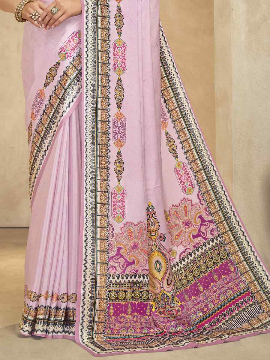 Multi Crepe Printed Casual Reception Festival Wedding Fancy Classic Style Sarees