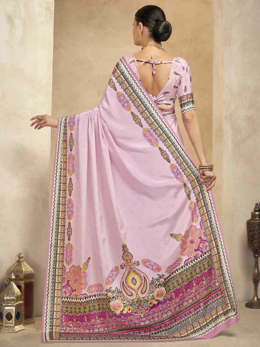 Multi Crepe Printed Casual Reception Festival Wedding Fancy Classic Style Sarees