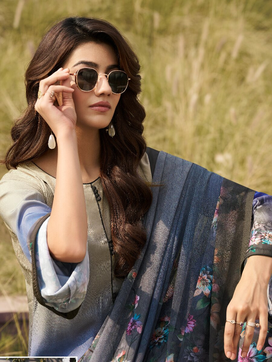 Multi Crepe Printed Party Casual Palazzo Pant Salwar Kameez