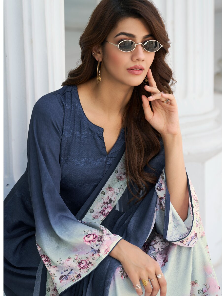 Multi Crepe Printed Party Casual Palazzo Pant Salwar Kameez