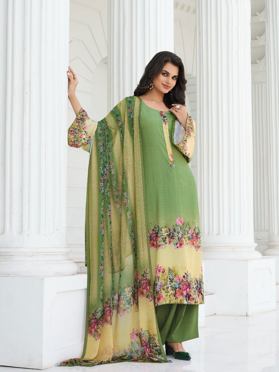 Multi Crepe Printed Party Casual Palazzo Pant Salwar Kameez