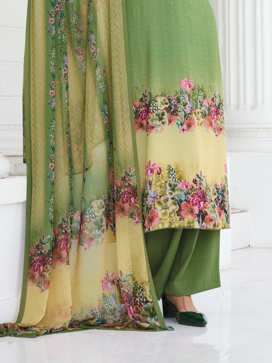 Multi Crepe Printed Party Casual Palazzo Pant Salwar Kameez