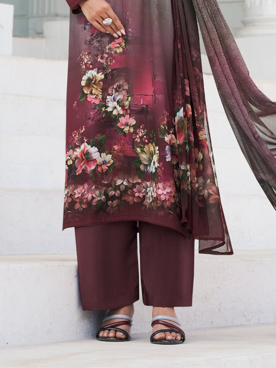 Multi Crepe Printed Party Casual Palazzo Pant Salwar Kameez