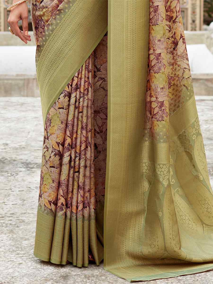 Multi Crepe Silk Handwoven Wedding Festival Heavy Border Saree