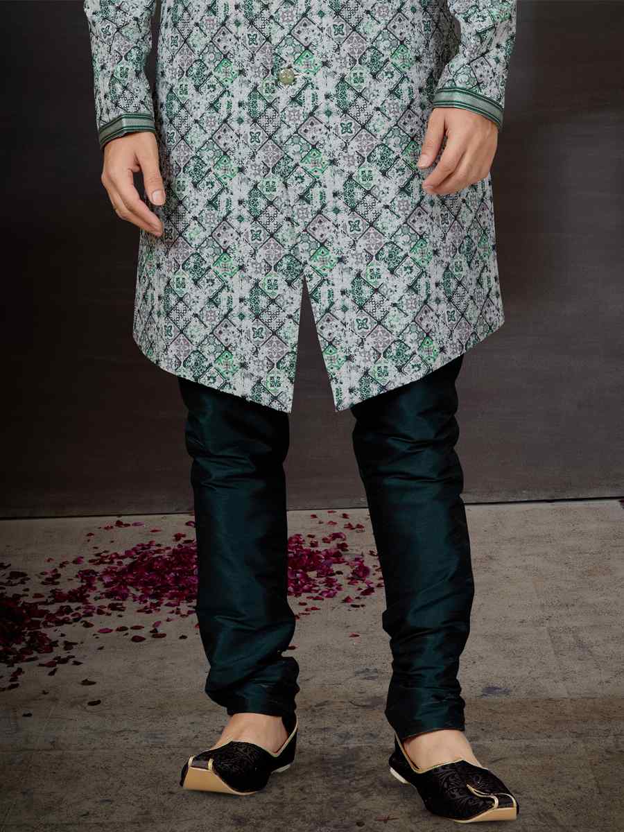 Multi Crosset Jacquard Embroidered Festival Wedding Sherwani