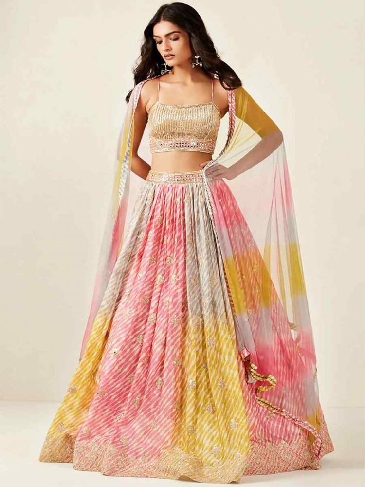 Multi Dola Silk Embroidered Festival Ready Circular Lehenga Choli