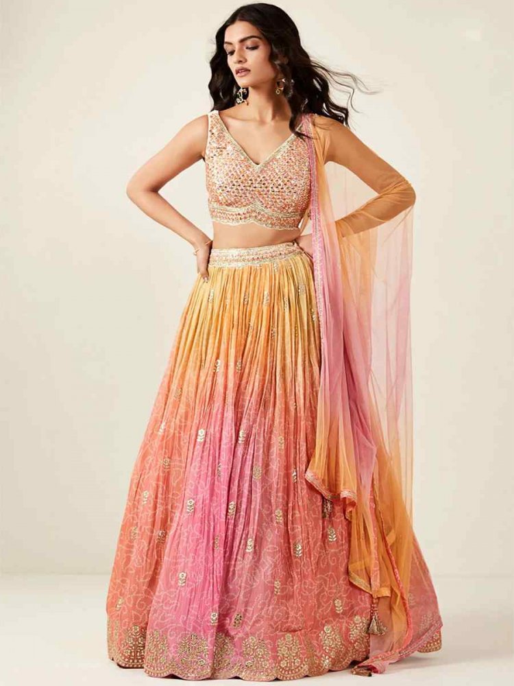 Multi Dola Silk Embroidered Festival Ready Circular Lehenga Choli