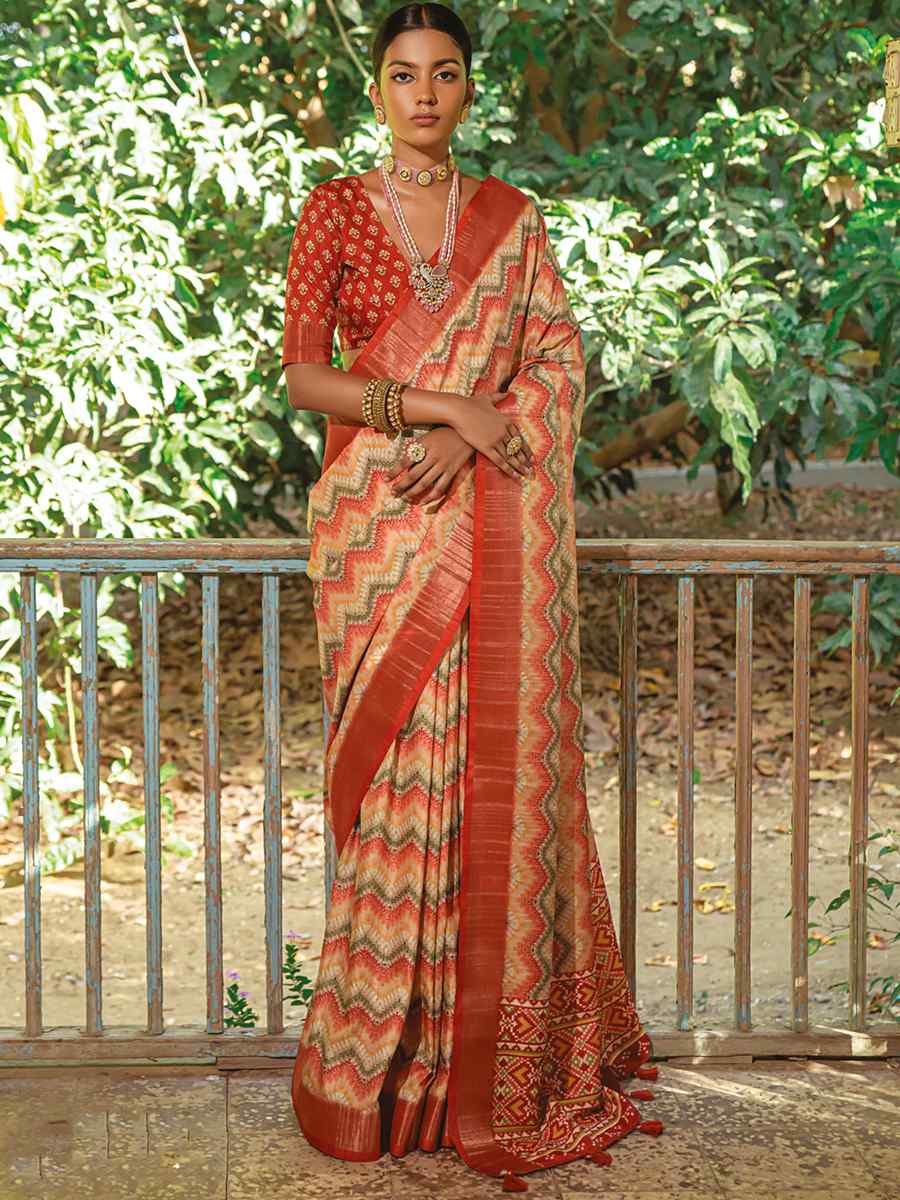 Multi Dola Silk Printed Casual Festival Contemporary Saree