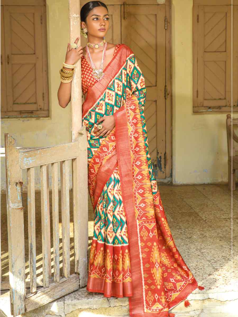 Multi Dola Silk Printed Casual Festival Contemporary Saree