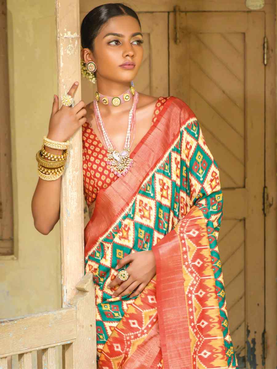 Multi Dola Silk Printed Casual Festival Contemporary Saree