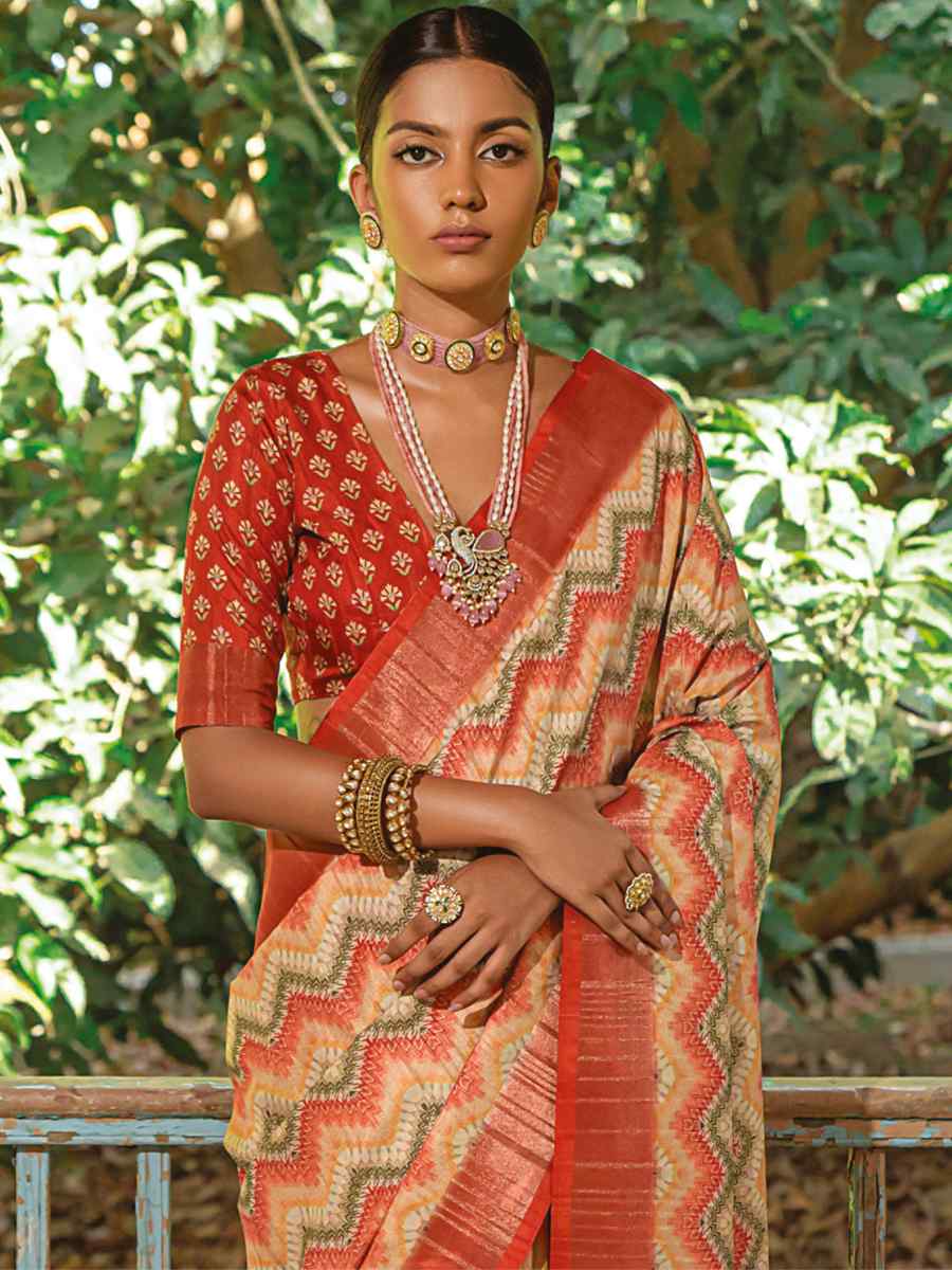 Multi Dola Silk Printed Casual Festival Contemporary Saree