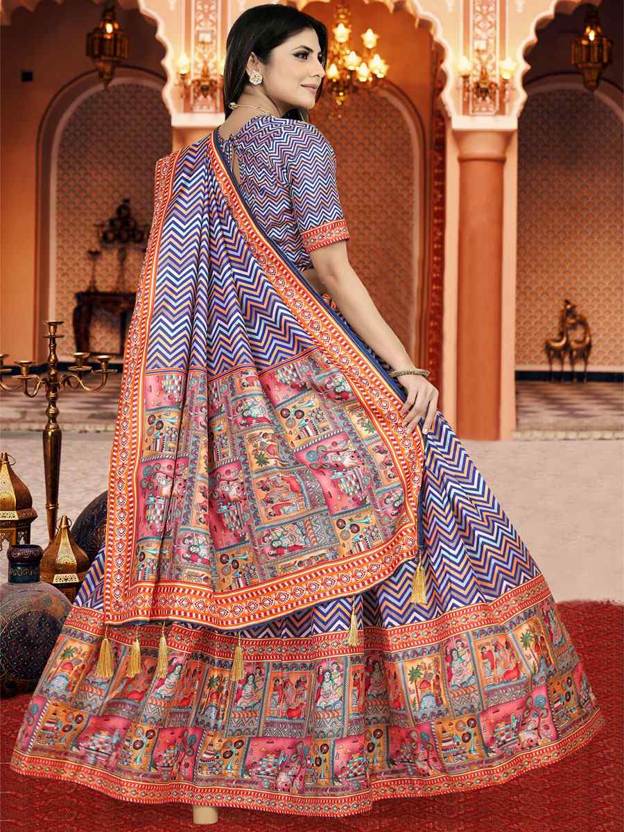 Multi Dola Silk Printed Mehendi Festival Traditional Lehenga Choli