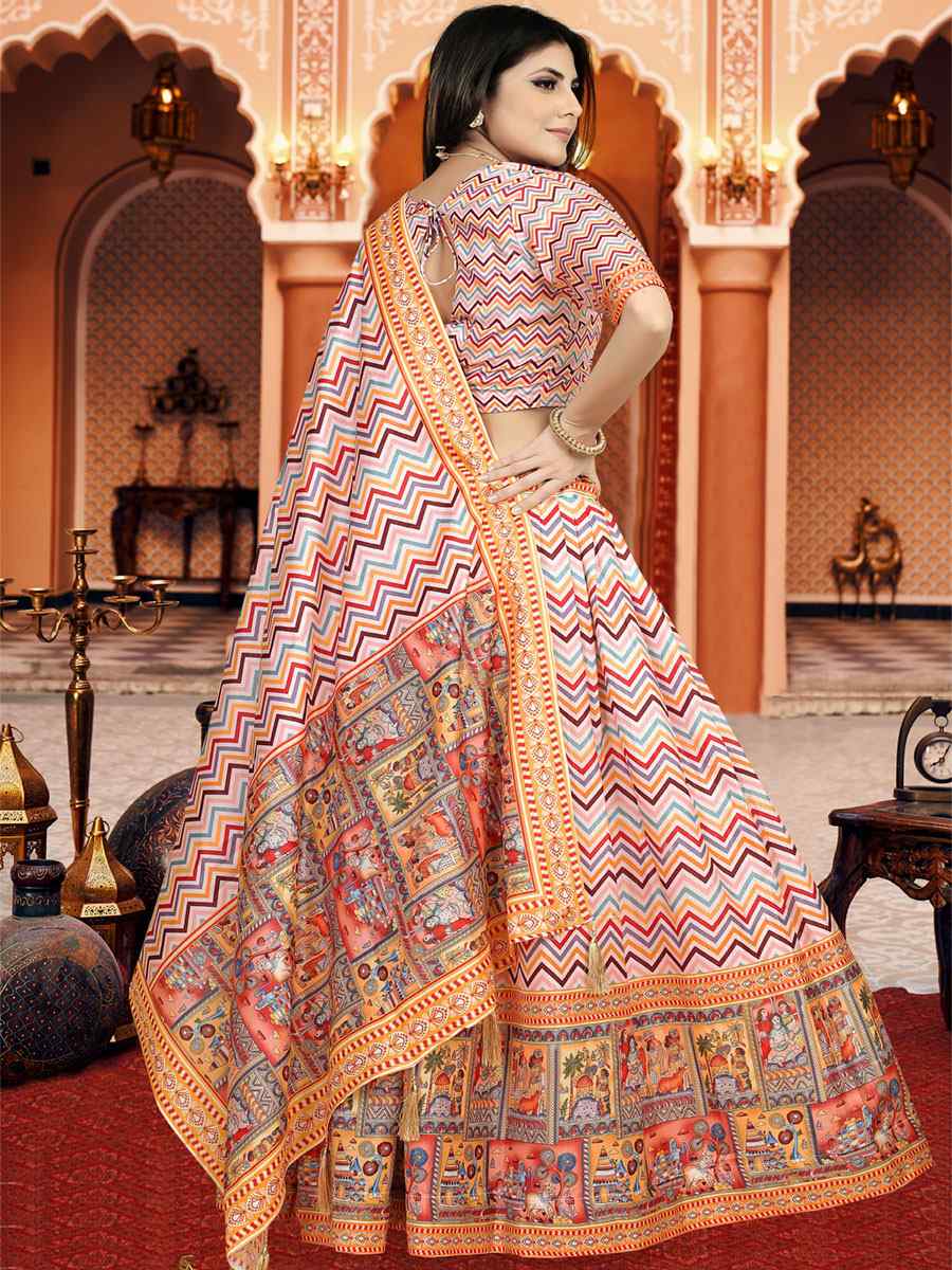 Multi Dola Silk Printed Mehendi Festival Traditional Lehenga Choli