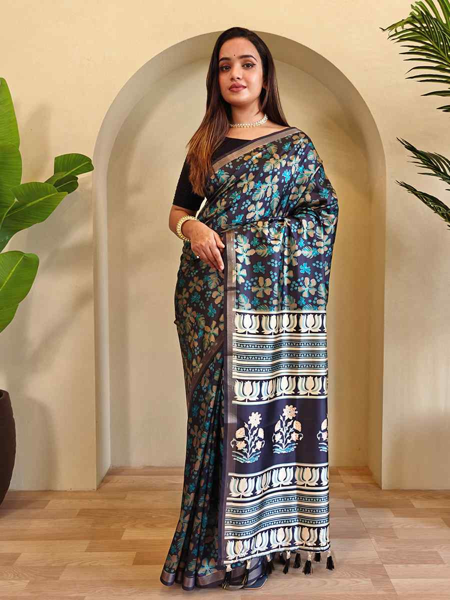 Multi Dola Viscose Printed Festival Wedding Fancy Heavy Border Saree