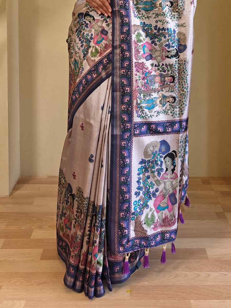 Multi Dola Viscose Printed Festival Wedding Fancy Heavy Border Saree