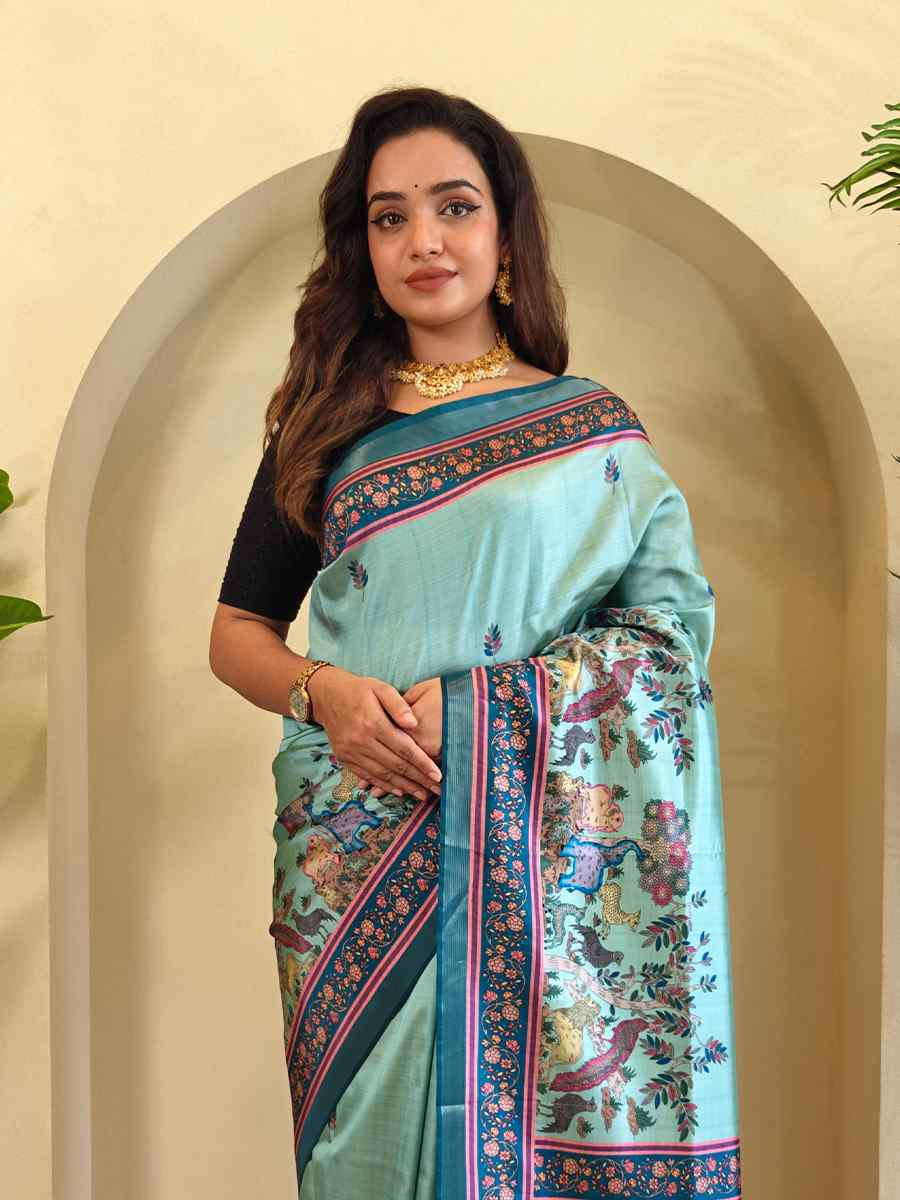 Multi Dola Viscose Printed Festival Wedding Fancy Heavy Border Saree