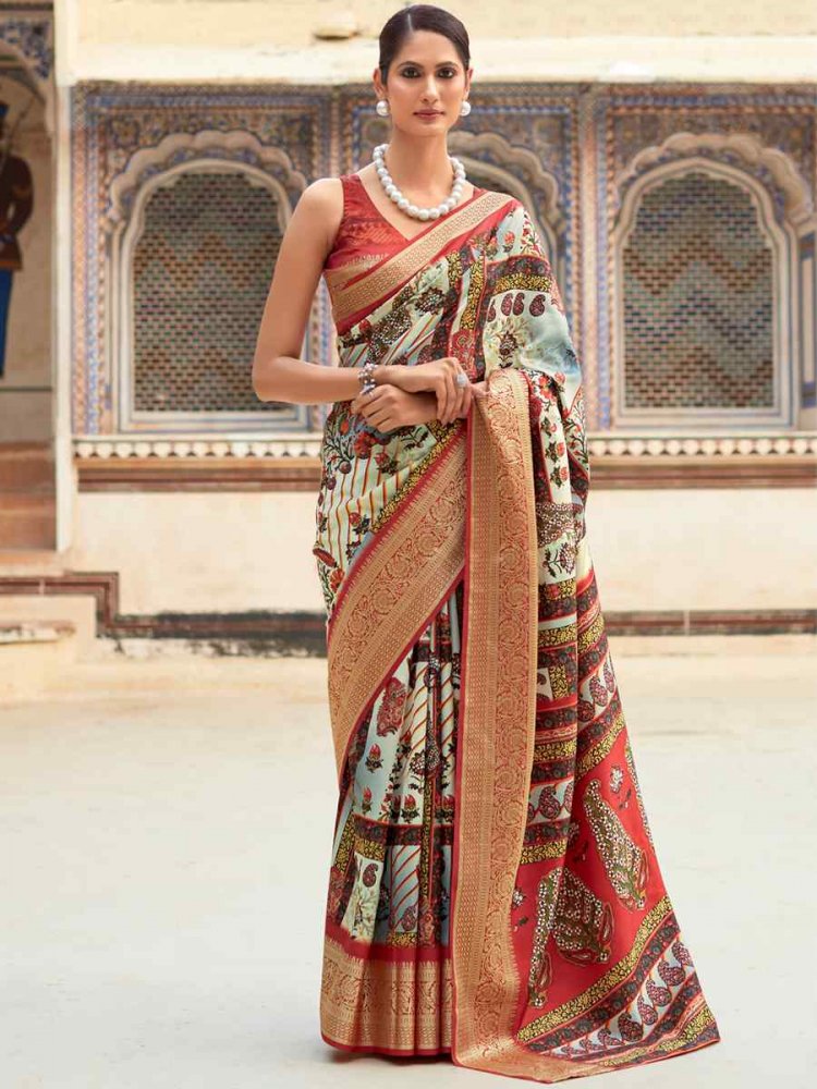 Multi Dola Viscose Silk Handwoven Casual Festival Contemporary Saree