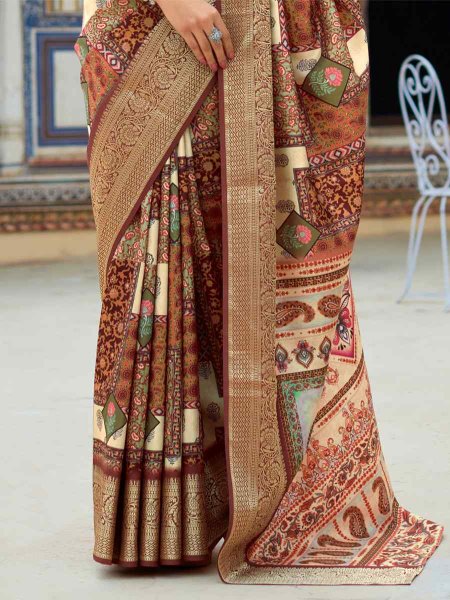 Multi Dola Viscose Silk Handwoven Casual Festival Contemporary Saree