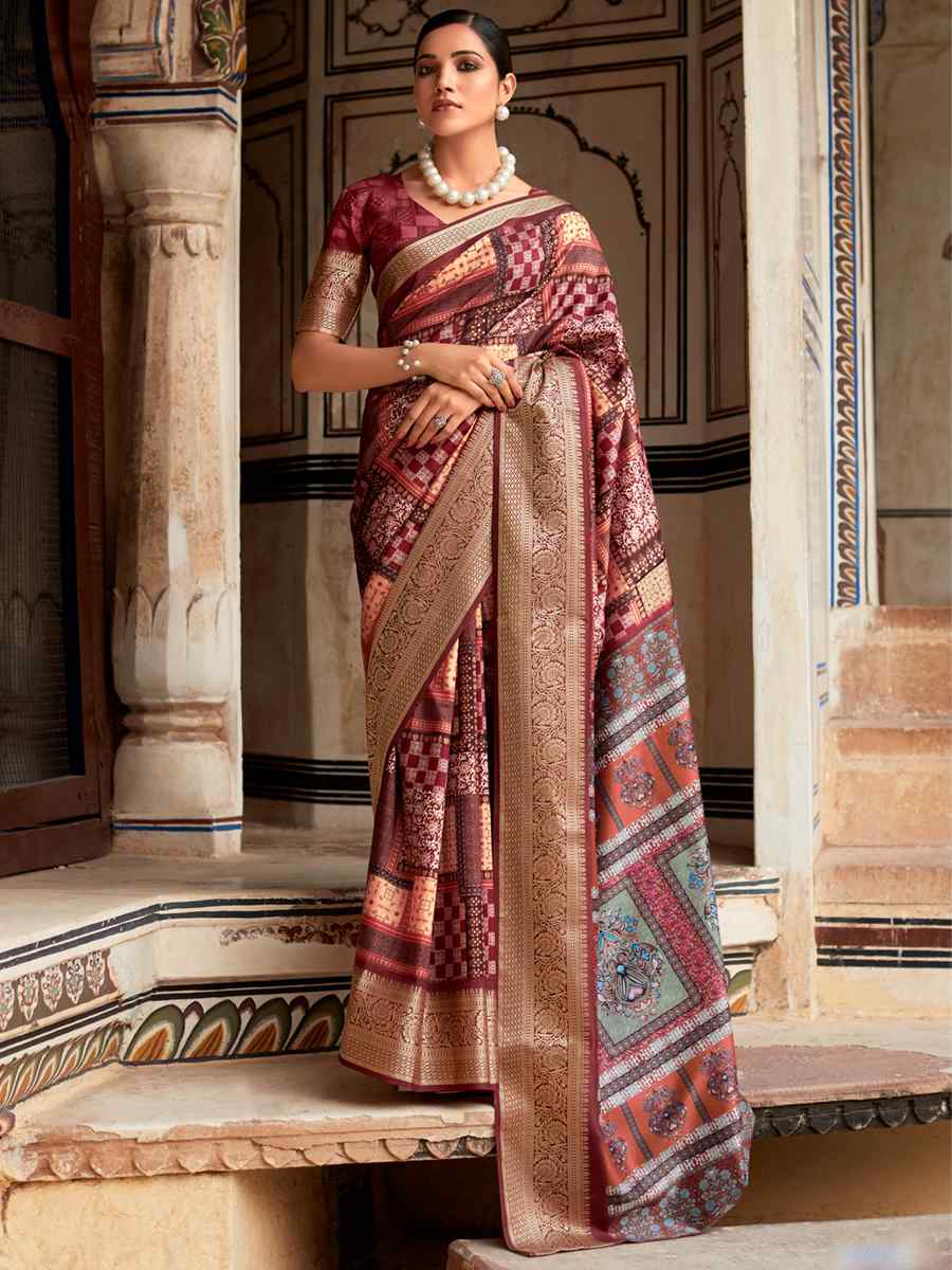 Multi Dola Viscose Silk Handwoven Casual Festival Contemporary Saree