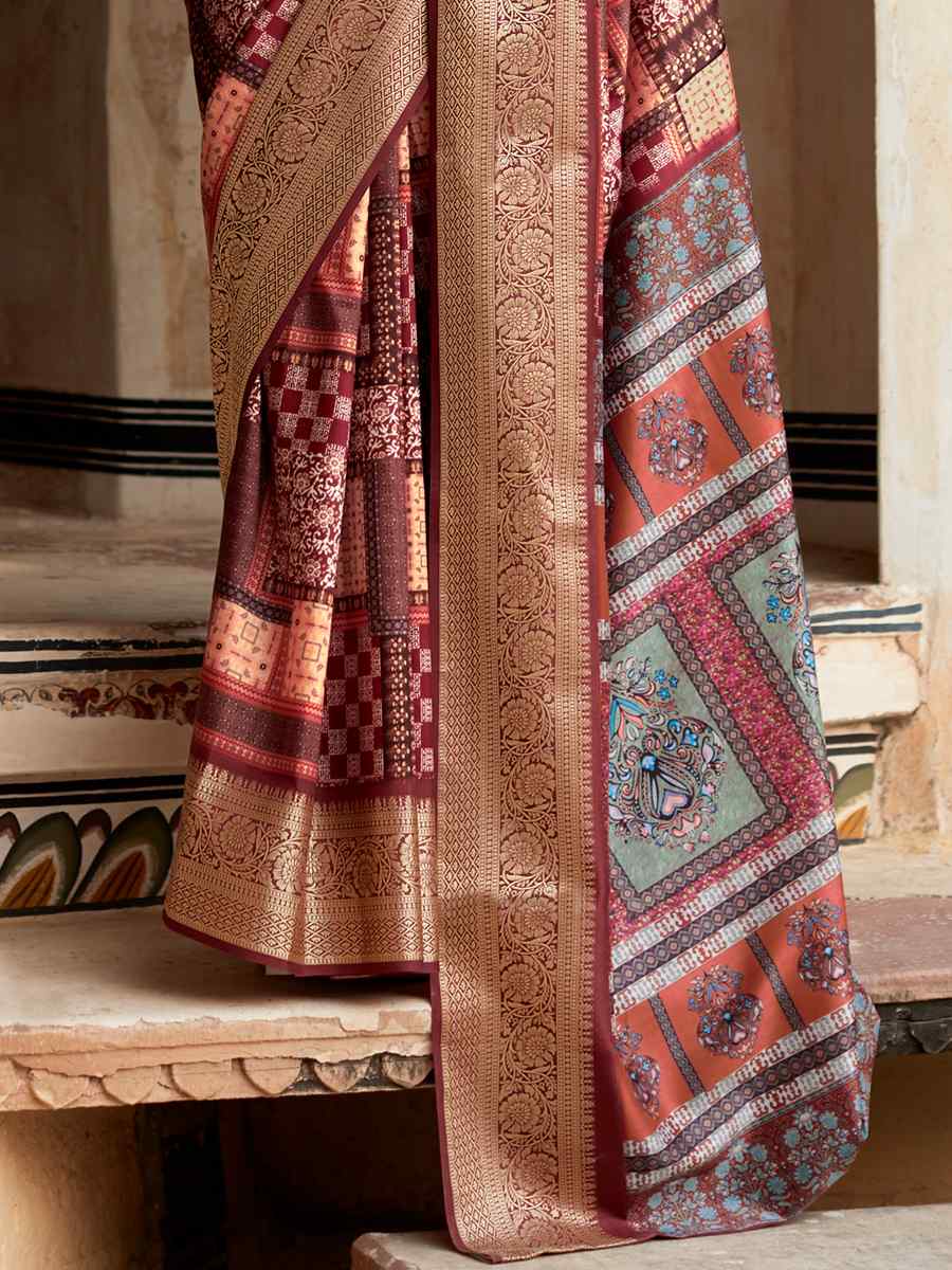 Multi Dola Viscose Silk Handwoven Casual Festival Contemporary Saree