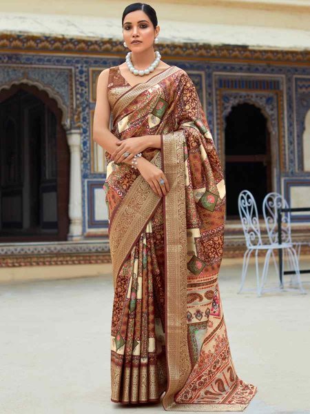 Multi Dola Viscose Silk Handwoven Casual Festival Contemporary Saree