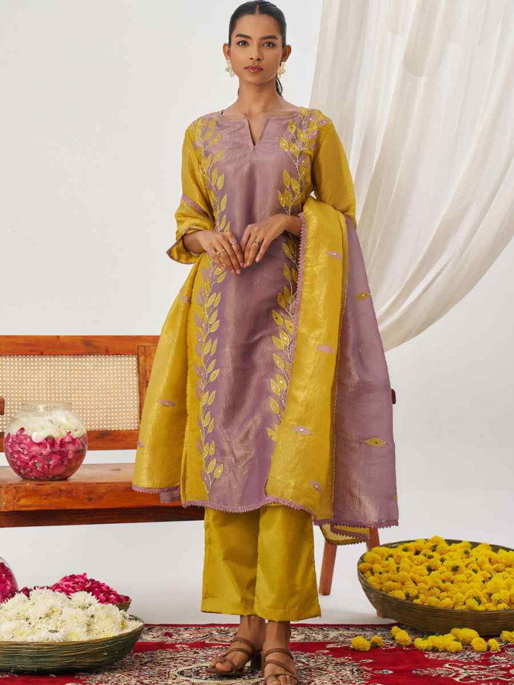 Image of Multi Fancy Crush Silk Embroidery Party Wedding Festival Casual Ready  Pant Salwar Kameez