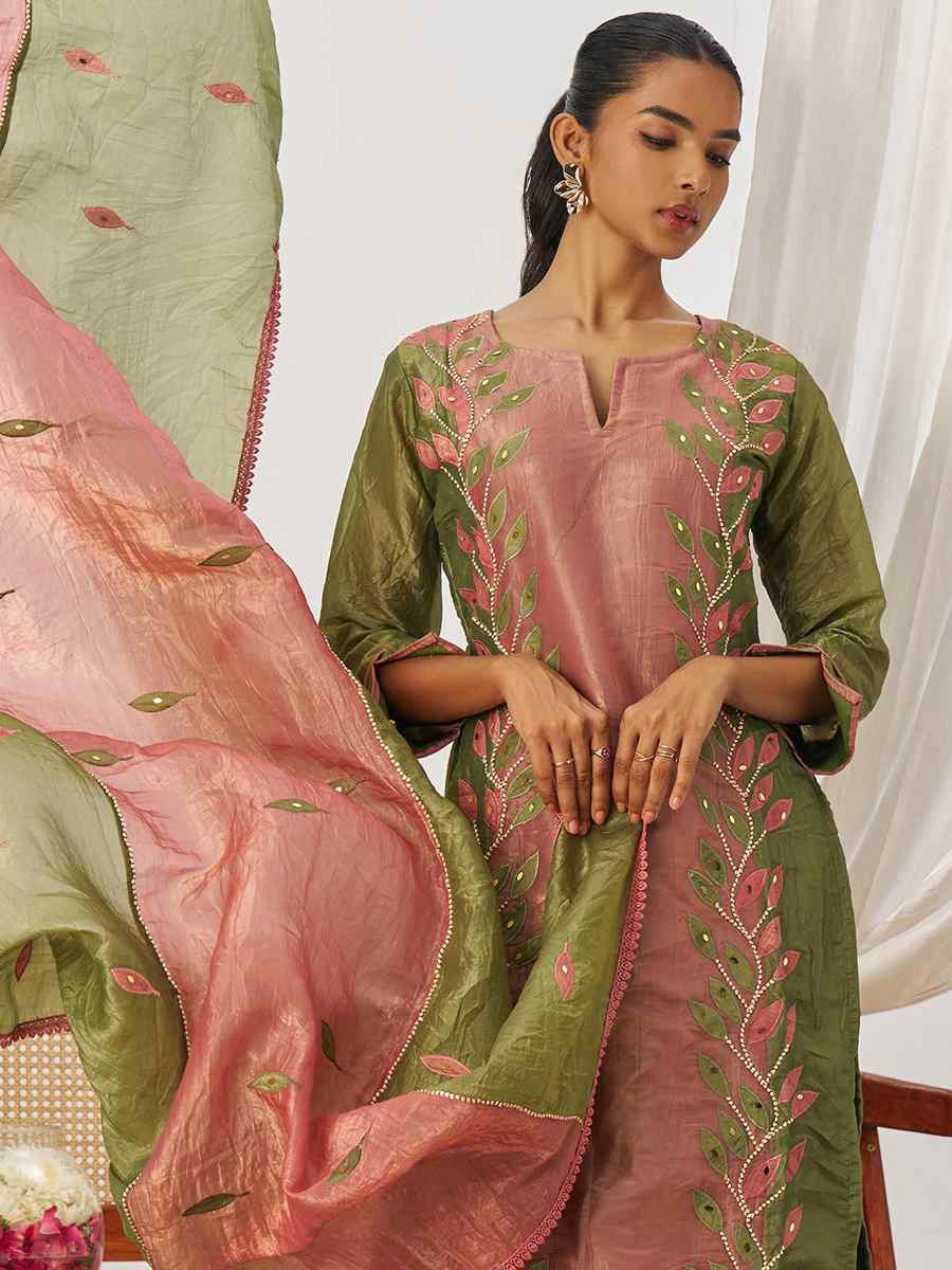 Multi Fancy Crush Silk Embroidery Party Wedding Festival Casual Ready  Pant Salwar Kameez