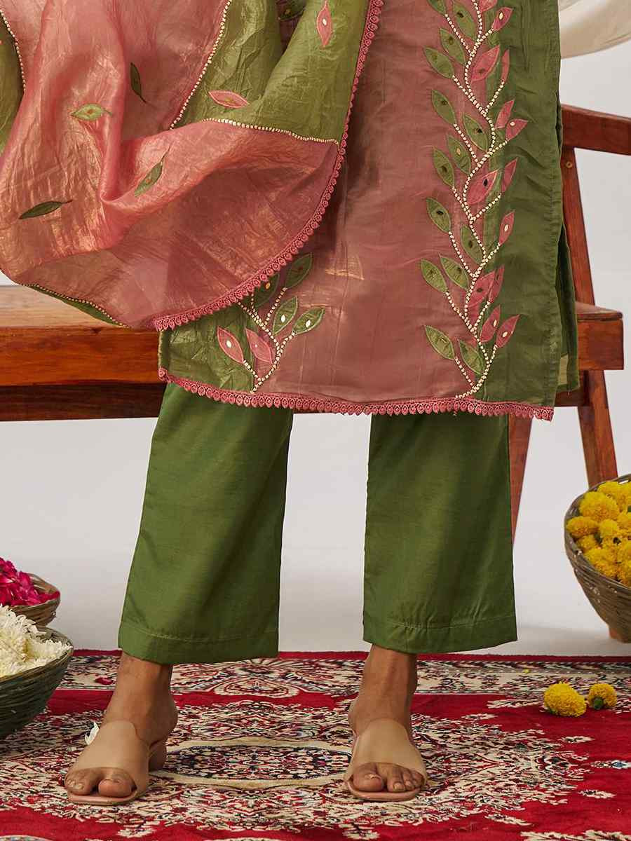 Multi Fancy Crush Silk Embroidery Party Wedding Festival Casual Ready  Pant Salwar Kameez