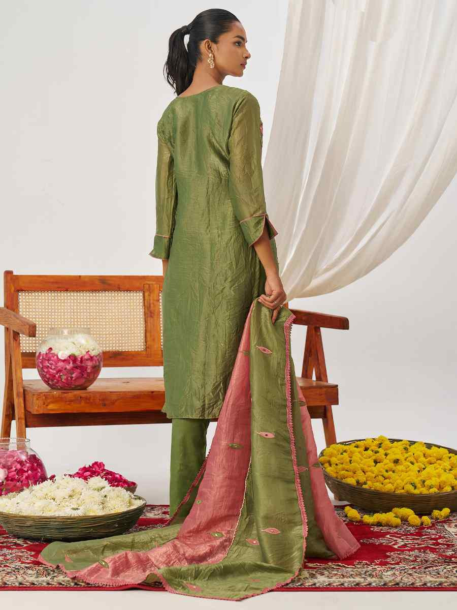 Multi Fancy Crush Silk Embroidery Party Wedding Festival Casual Ready Pant Salwar Kameez