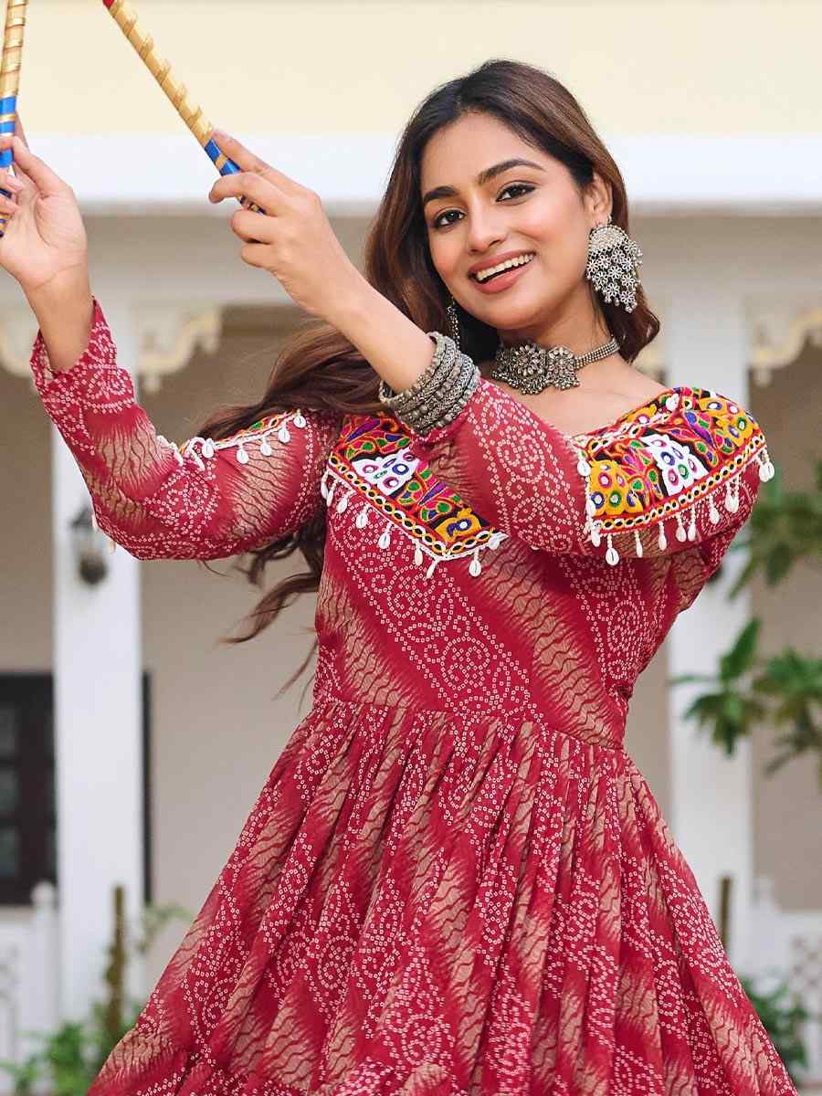 Multi Faux Georgette Embroidered Festival Casual Gown