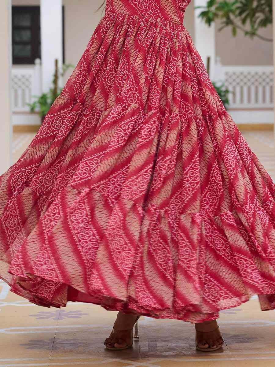 Multi Faux Georgette Embroidered Festival Casual Gown