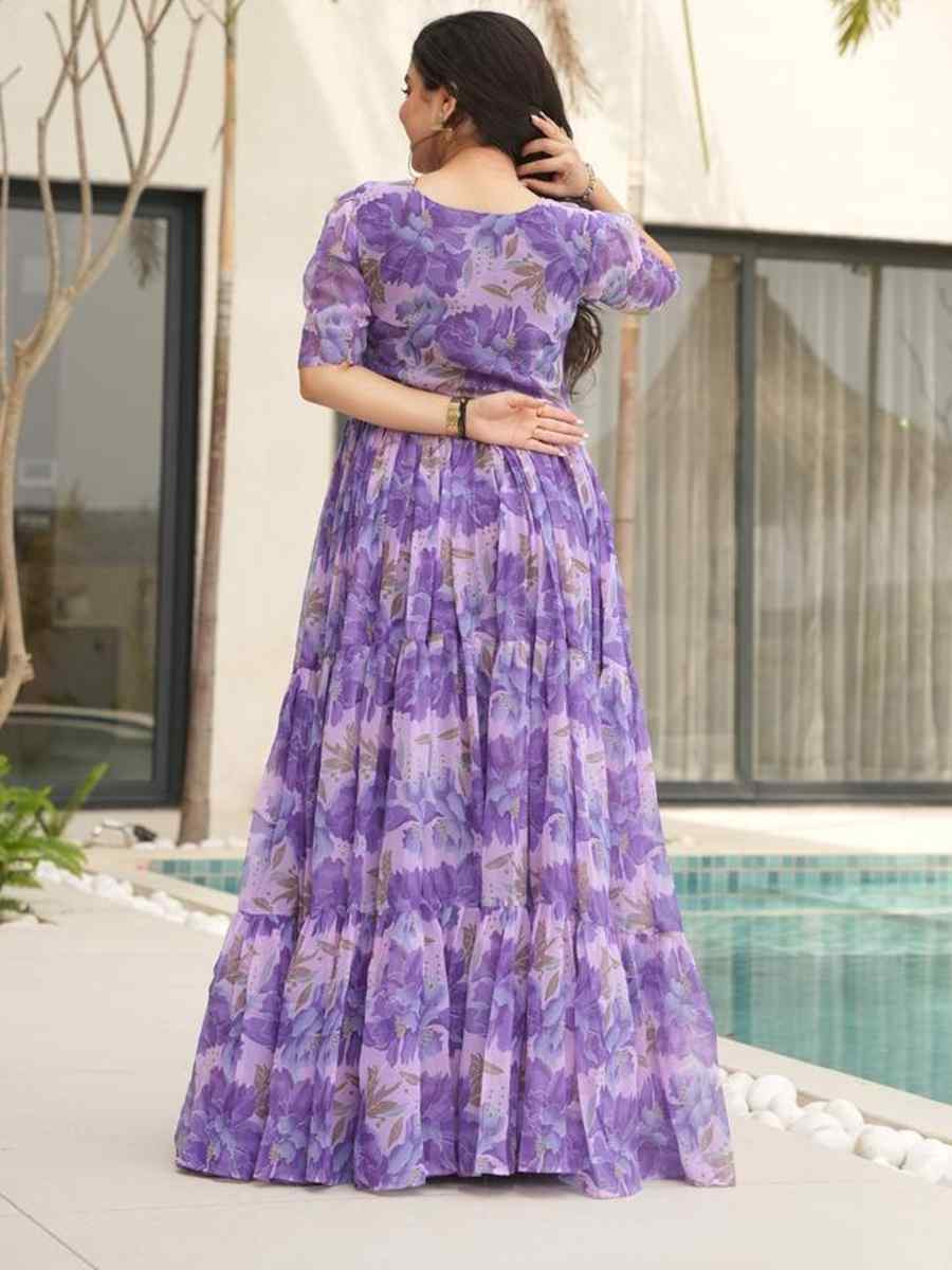 Multi Faux Georgette Printed Festival Casual Gown