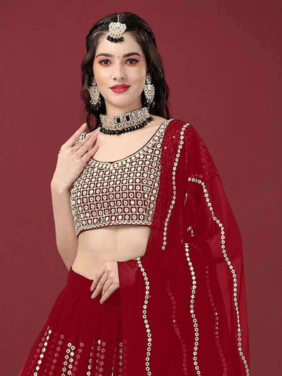 Multi Foux Georgette Embroidered Reception Wedding Lehenga Choli