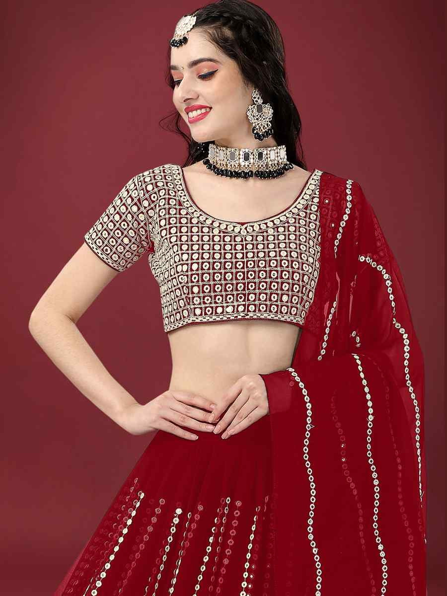 Multi Foux Georgette Embroidered Reception Wedding Lehenga Choli