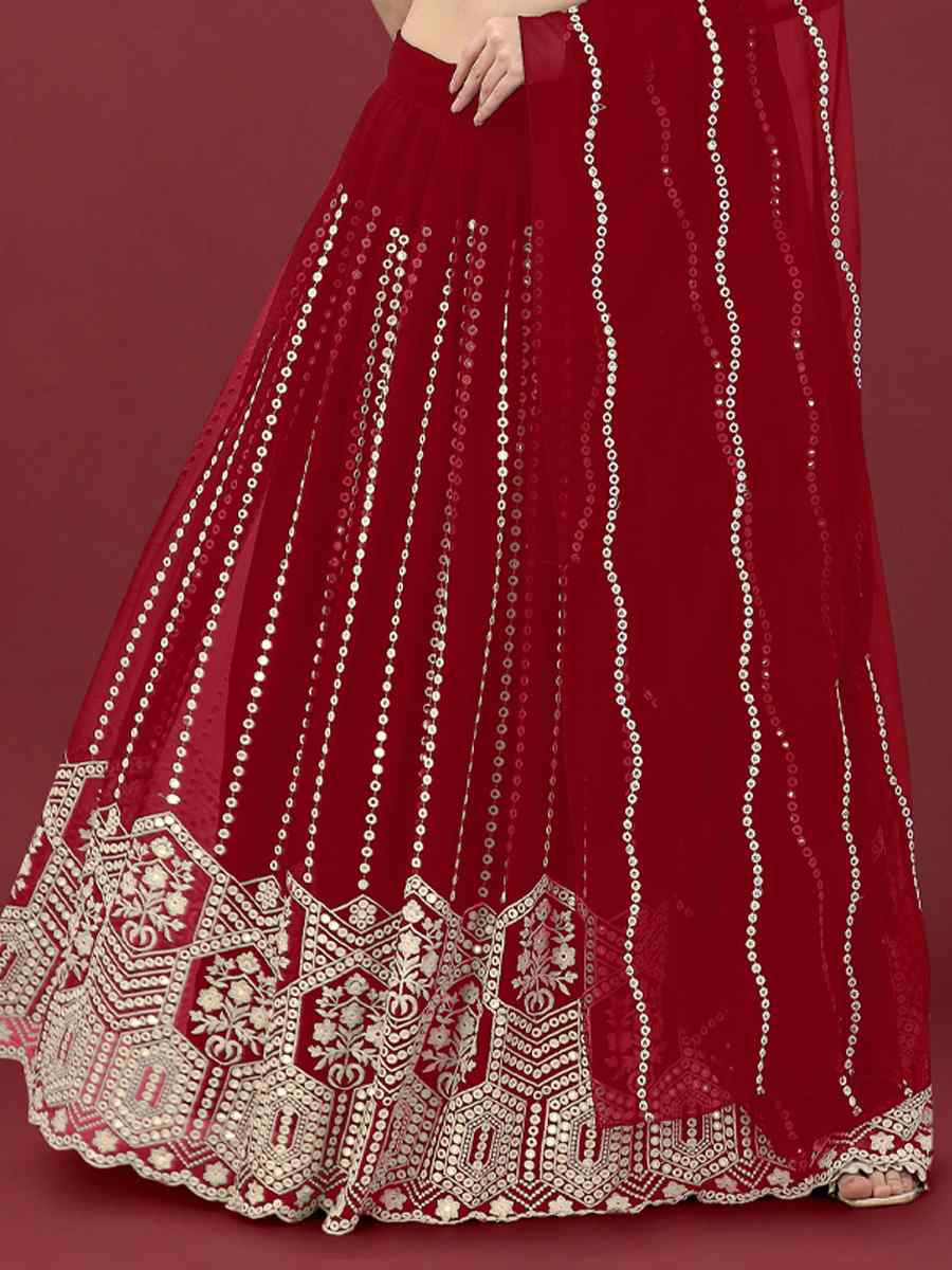Multi Foux Georgette Embroidered Reception Wedding Lehenga Choli