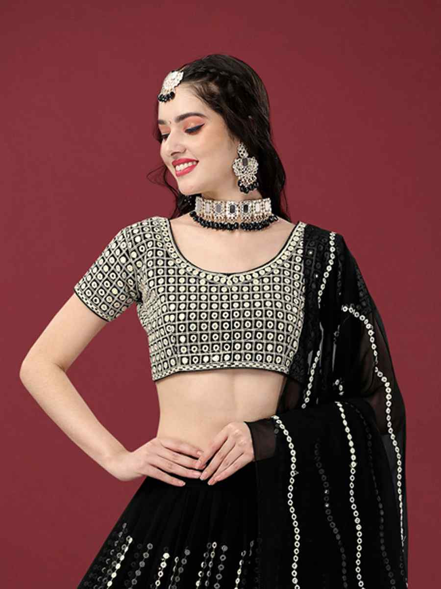 Multi Foux Georgette Embroidered Reception Wedding Lehenga Choli
