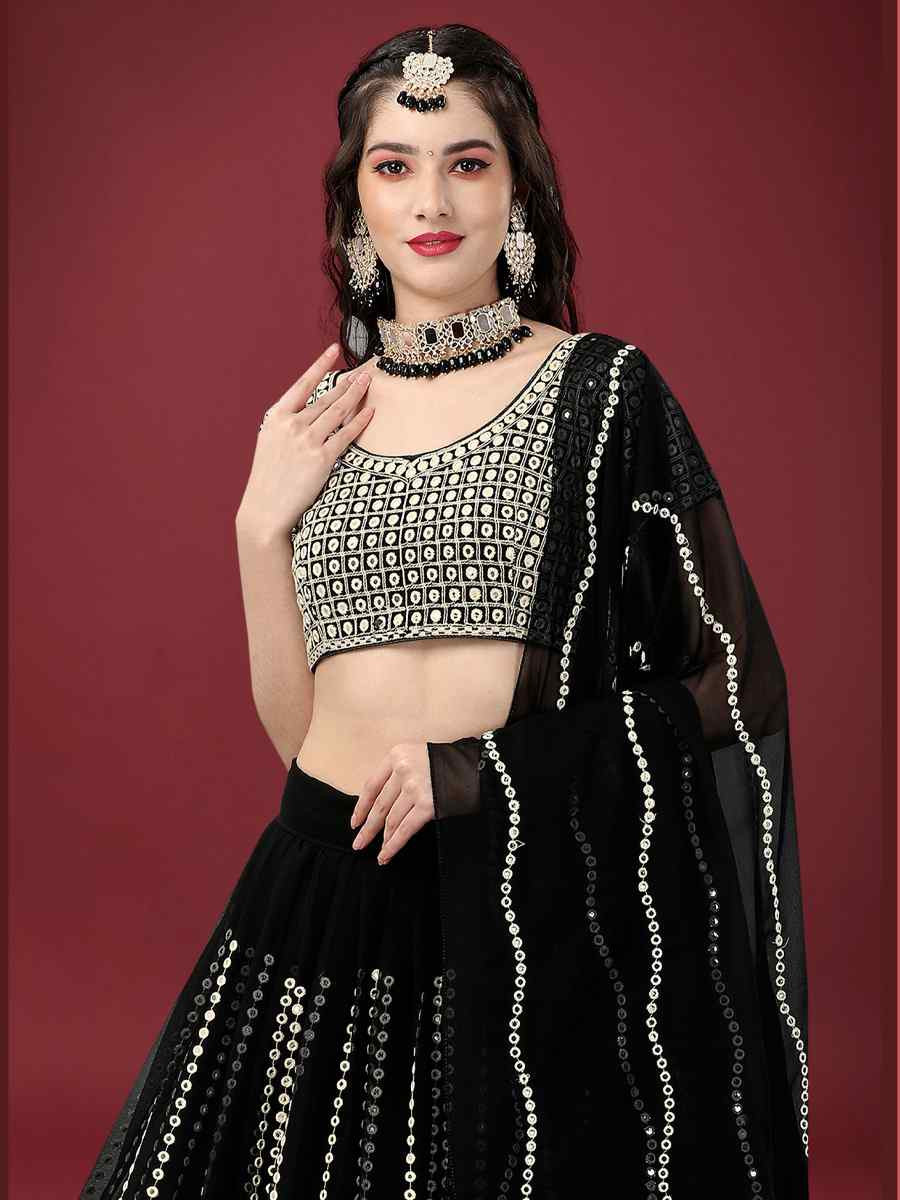 Multi Foux Georgette Embroidered Reception Wedding Lehenga Choli