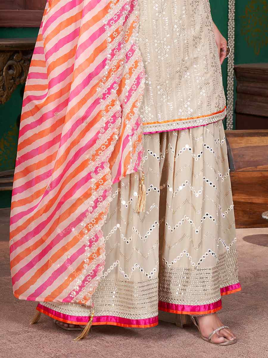 Multi Georgette Embroidered Party Casual Ready Sharara Pant Salwar Kameez