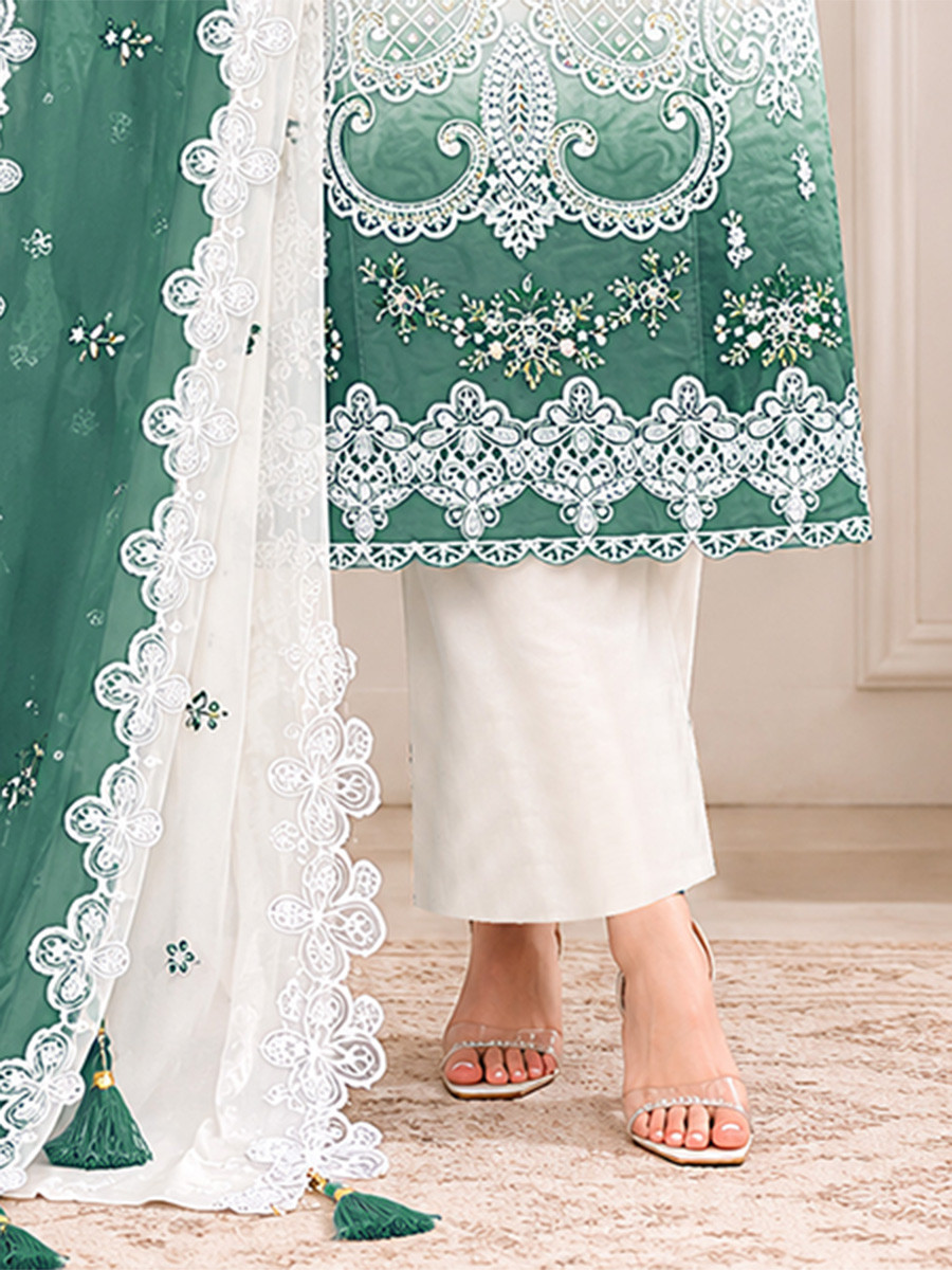 Multi Georgette Embroidery Sequins Wedding Party Festival Casual Palazzo Pant Salwar Kameez