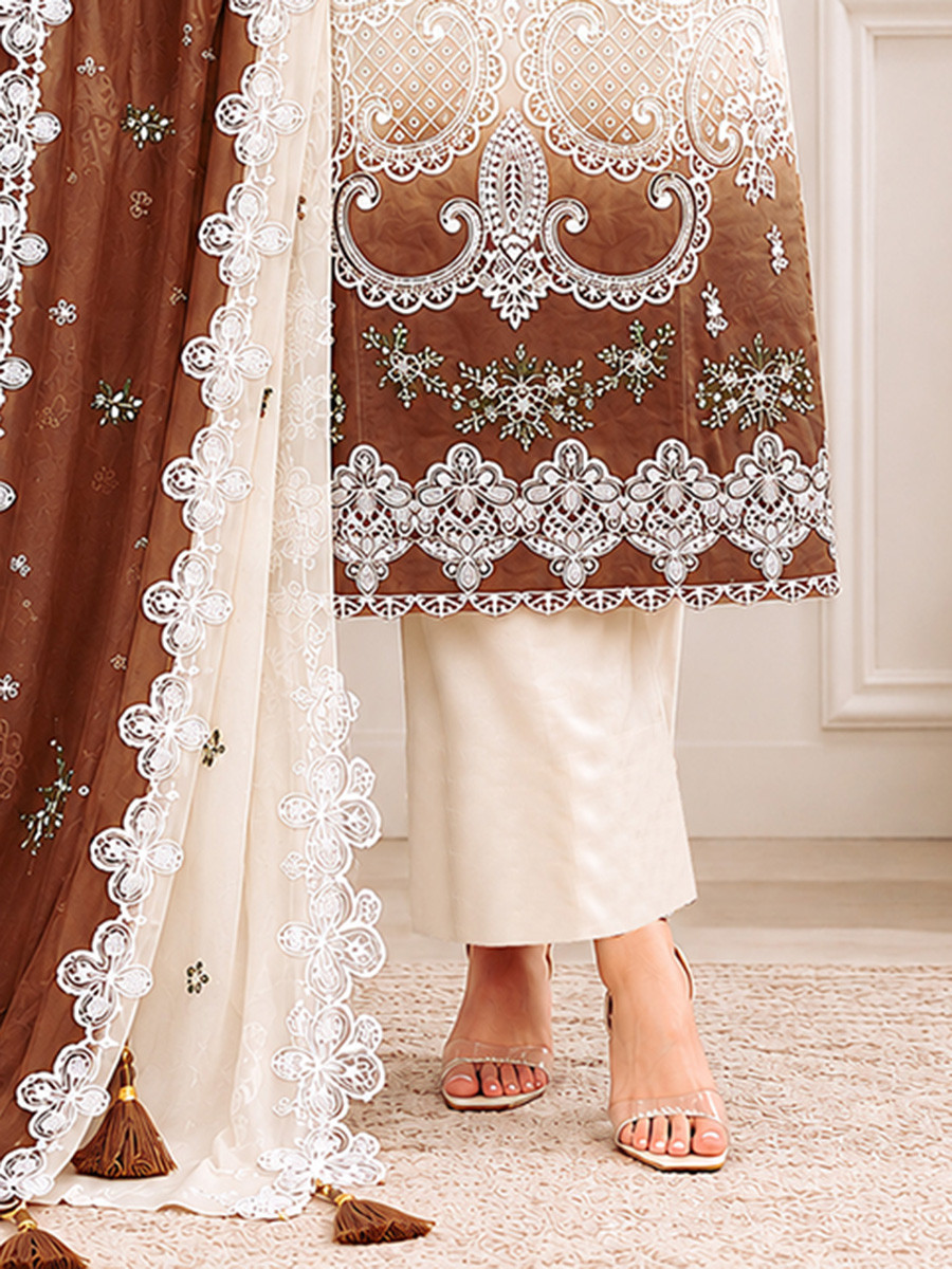 Multi Georgette Embroidery Sequins Wedding Party Festival Casual Palazzo Pant Salwar Kameez