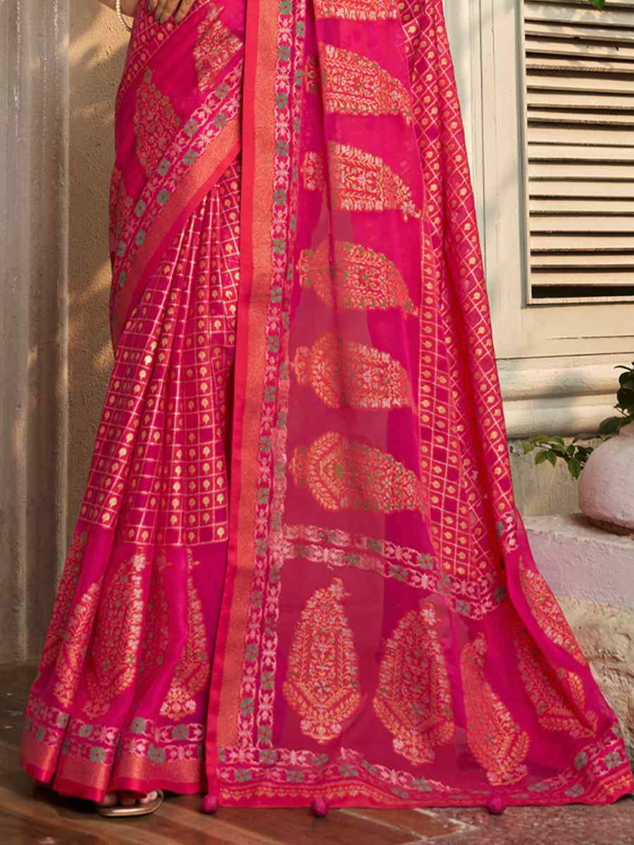 Multi Georgette Handwoven Festival Wedding Fancy Heavy Border Saree